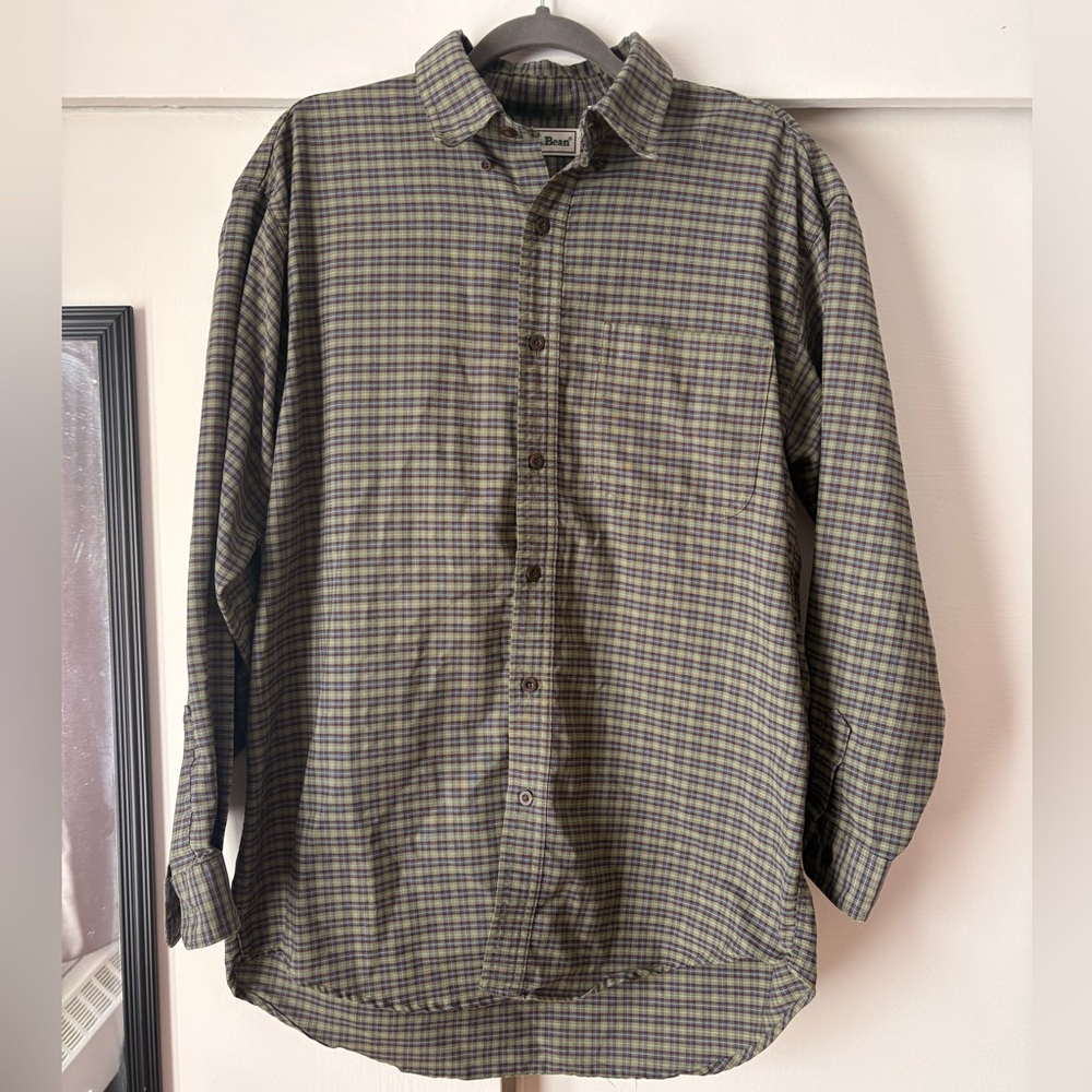 L.L. Bean Green and Blue Plaid Button Down